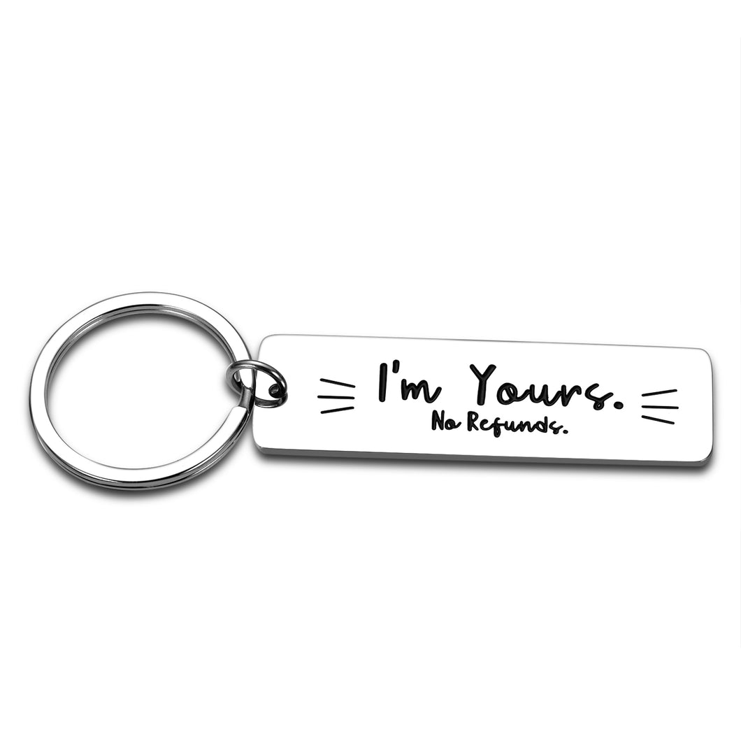 Christmas Gifts for Boyfriend Funny Keychain for Men Husband Birthday Gifts from Wife Anniversary for Her Him Valentines Gifts for Couples Fiancé Fiancée Wedding Key Ring I’m Yours Jewelry